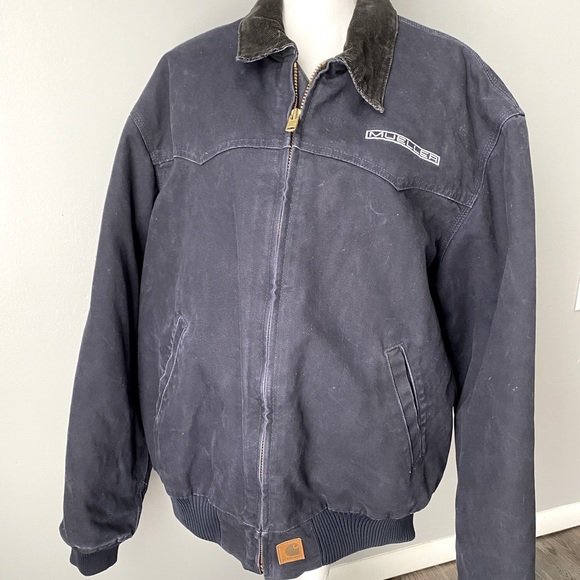 Carhartt Other - Vintage Carhartt Navy Blue Chore Barn Jacket Coat Blanket Lined USA Size 2XL